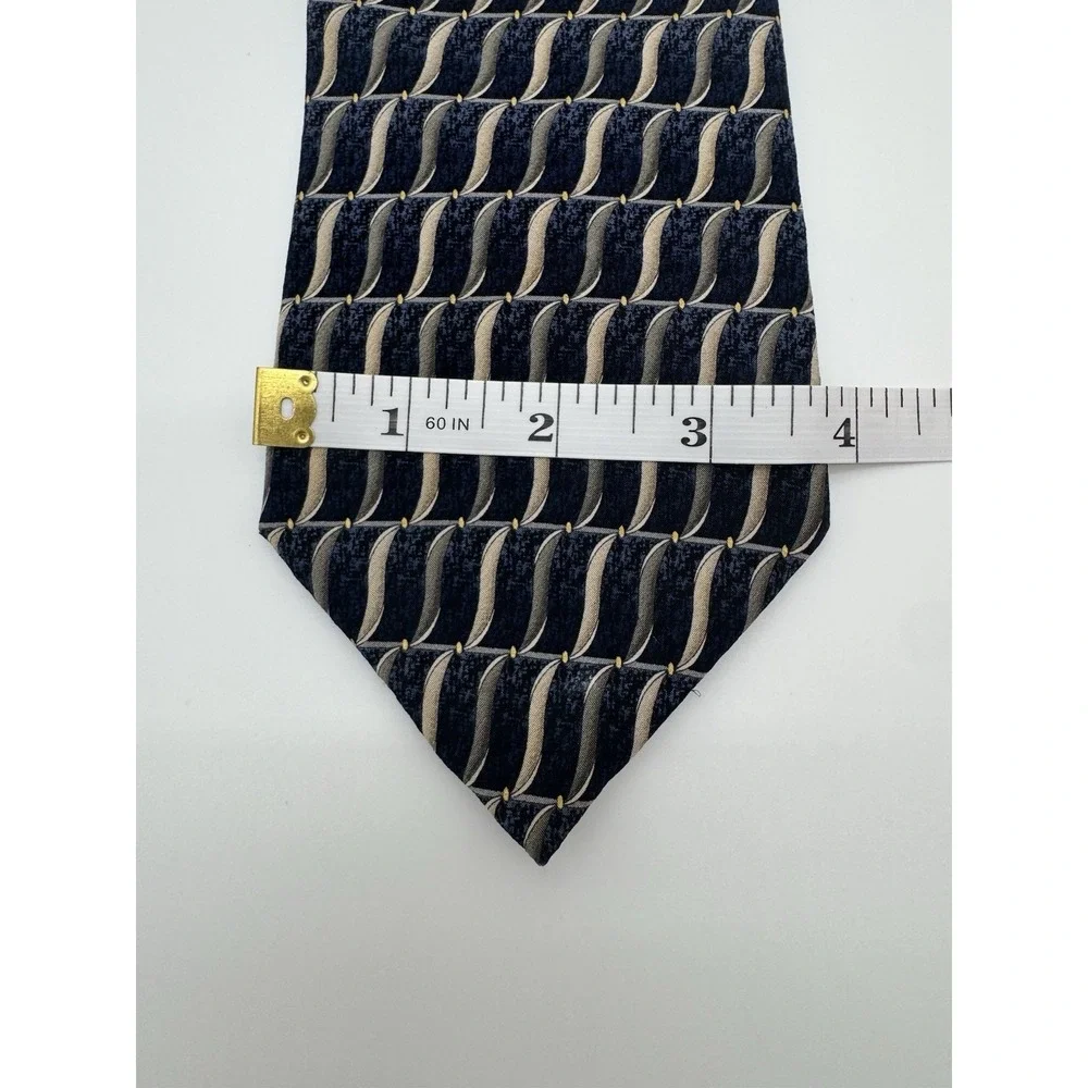 Umberto Bossi Silk Tie Blue Geometric Italy Roma Milano Classic Necktie